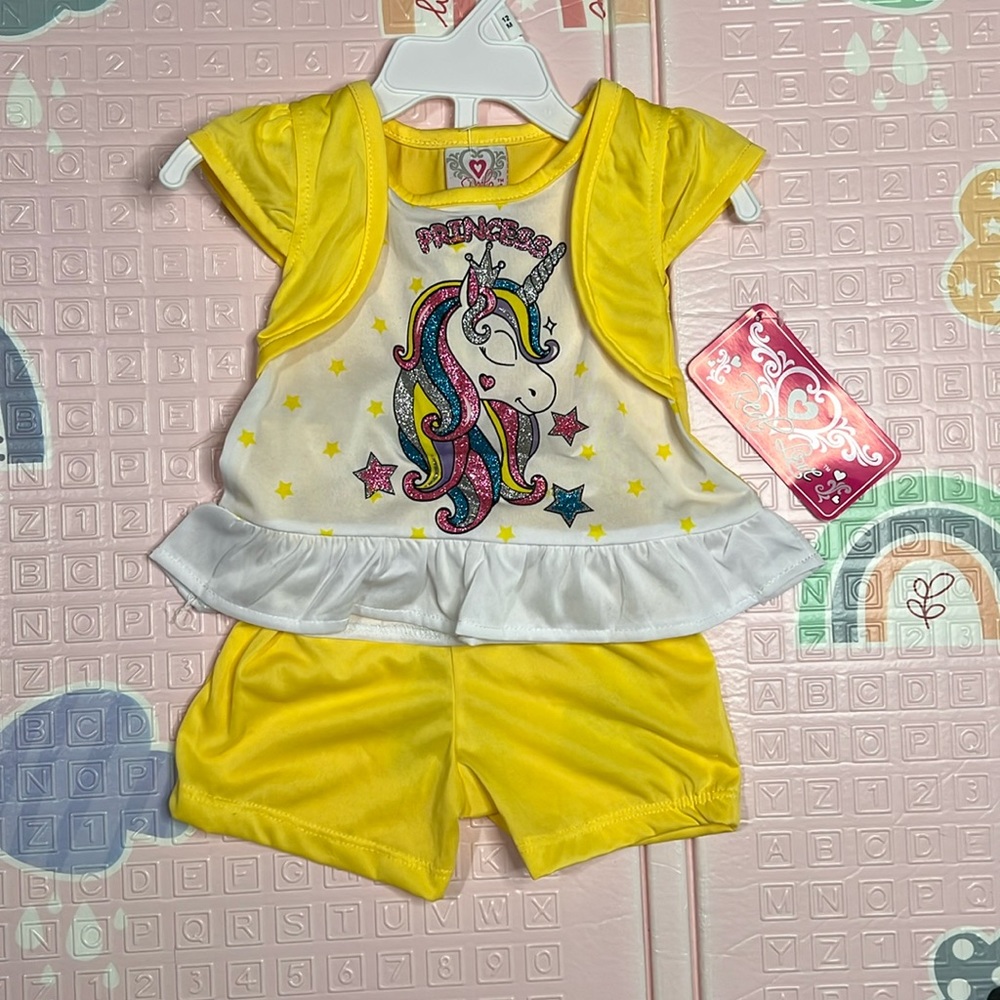 12month yellow shirt and shorts set